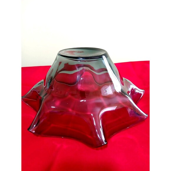Blenko Glass Charcoal Ruffled Center Serving Bowl 1961-62 Made in USA 11" - Picture 3 of 5